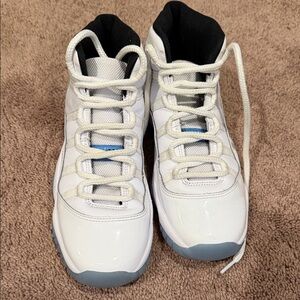 Kids White and Blue High-Top Jordan Sneakers